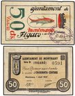 PAPER MONEY OF THE CIVIL WAR: CATALUNYA
Lote 2 billetes 50 Cèntims. 1 Abril 1937. Aj. de MONTMANY-FIGARÓ. AT-1582b, 1584a. MBC y MBC+.