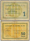 PAPER MONEY OF THE CIVIL WAR: CATALUNYA
Lote 2 billetes 50 Cèntims y 1 Pesseta. Maig 1937. Aj. de SEGURÍES DE TER. (Leves roturas). AT-2311, 2312. MB...