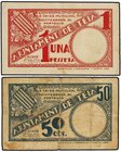 PAPER MONEY OF THE CIVIL WAR: CATALUNYA
Lote 2 billetes 50 Cèntims y 1 Pesseta. Aj. de TEIÀ. (Uno manchas). AT-2449, 2450. MBC- a EBC-.
