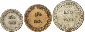 COOPERATIVE AND ADVERTISING TOKENS
Lote 3 fichas 10 Céntimos, 1 y 5 Pesetas. 1921. POSITO PESCADOR. PUERTO DE LA SELVA. Latón, Ni. ESCASOS. L-1881/18...