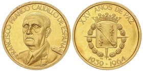 SPANISH MEDALS
Medalla. XXV AÑOS DE PAZ 1939-1964. Anv.: Busto de Francisco Franco. 17,32 grs. AU (917). Ø 32 mm. EBC.