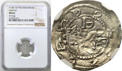 COLLECTION Medieval coins
POLSKA/POLAND/POLEN/SCHLESIEN/GERMANY/TEUTONIC ORDER

Boleslaw IV Kędzierzawy (1146-1173). denar (denarius) NGC MS63 (2 M...