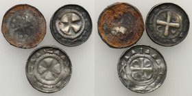 COLLECTION Medieval coins
POLSKA/POLAND/POLEN/SCHLESIEN/GERMANY/TEUTONIC ORDER

denar (denarius) krzyżowy XI wiek, group 3 pieces 
Aw.: Krzyż kawa...