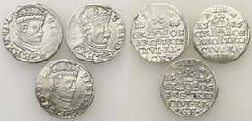 COLLECTION of Polish 3 grosze
POLSKA/ POLAND/ POLEN/ LITHUANIA/ LITAUEN

Stefan Batory. Trojak (3 grosze) 1586, Riga (Ryga), group 3 coins 
Odmian...