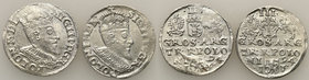 COLLECTION of Polish 3 grosze
POLSKA/ POLAND/ POLEN/ LITHUANIA/ LITAUEN

Zygmunt III Waza. Trojak (3 grosze) 1594, Olkusz, group 2 coins 
Na rewer...