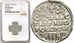 COLLECTION of Polish 3 grosze
POLSKA/ POLAND/ POLEN/ LITHUANIA/ LITAUEN

Zygmunt III Waza. Trojak (3 grosze) 1589, Poznan (Posen) NGC UNC 
Na rewe...