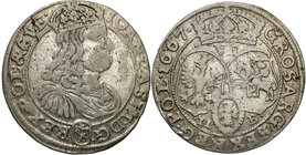 John II Casimir 
POLSKA/ POLAND/ POLEN / POLOGNE / POLSKO

Jan II Kazimierz. Szostak (6 groszy) 1667 TLB, Bydgoszcz (Bromberg) 
Odmiana z herbem Ś...
