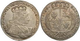 Augustus III the Sas 
POLSKA/POLAND/POLEN/SACHSEN/FRIEDRICH AUGUST II

August III Sas. Ort (18 groszy) 1754 EC, Lipsk (Leipzig) 
Rzadsze buldogowa...