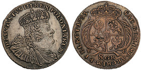 Augustus III the Sas 
POLSKA/POLAND/POLEN/SACHSEN/FRIEDRICH AUGUST II

August III Sas. Dwuzlotowka (8 groszy) 1753, Lipsk (Leipzig) 
Odmiana z mas...