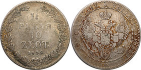 Poland XIX century / Russia 
POLSKA/ POLAND/ POLEN/ RUSSIA/ RUSSLAND/ РОССИЯ

Poland XlX w./Russia. Nicholas I. 1 1/2 Rubel (Rouble) = 10 zlotych 1...