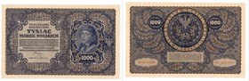 Banknotes
POLSKA/ POLAND/ POLEN / PAPER MONEY / BANKNOTE

1.000 marek polskich 1919 III seria AM 
Piękny, sztywny papier. Ugięty prawy, górny róg....