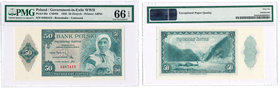 Banknotes
POLSKA/ POLAND/ POLEN / PAPER MONEY / BANKNOTE

Emigracja. 50 zlotych 1939 seria H PMG EPQ 66 (MAX) - RARITY R6 
Najwyższa nota gradingo...