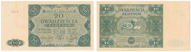 Banknotes
POLSKA/ POLAND/ POLEN / PAPER MONEY / BANKNOTE

20 zlotych 1947 seria A 
Wspaniale zachowany egzemplarz. Nieznacznie przytępiony jeden r...