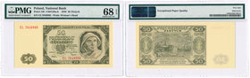 Banknotes
POLSKA/ POLAND/ POLEN / PAPER MONEY / BANKNOTE

50 zlotych 1948 seria EL PMG 68 EPQ (MAX) 
Wyśmienicie zachowany banknot w gradingu PMG ...