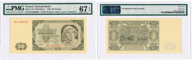 Banknotes
POLSKA/ POLAND/ POLEN / PAPER MONEY / BANKNOTE

50 zlotych 1948 seria DG PMG 67 EPQ (2 MAX) - Ex. Lucow Collection 
Banknot w gradingu P...