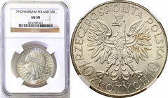 Poland II Republic 
POLSKA / POLAND / POLEN

II RP. 10 zlotych 1932 Women Head (ze znakiem) NGC AU58 
Niemal menniczy egzemplarz. Piękny połysk me...