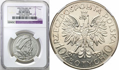 Poland II Republic 
POLSKA / POLAND / POLEN

II RP. 10 zlotych Sobieski 1933 NGC AU 
Bardzo ładny, świeży egzemplarz. Zachowany połysk menniczy, d...