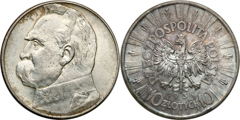Poland II Republic 
POLSKA / POLAND / POLEN

II RP. 10 zlotych 1938 Pilsudski...