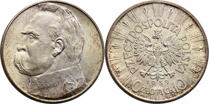 Poland II Republic 
POLSKA / POLAND / POLEN

II RP 10 zlotych 1939 Pilsudski ...