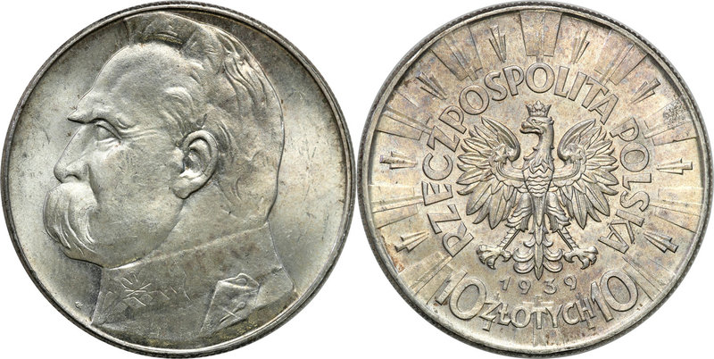 Poland II Republic 
POLSKA / POLAND / POLEN

II RP. 10 zlotych 1939 Pilsudski...