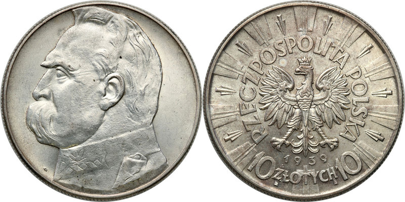 Poland II Republic 
POLSKA / POLAND / POLEN

II RP. 10 zlotych 1939 Pilsudski...