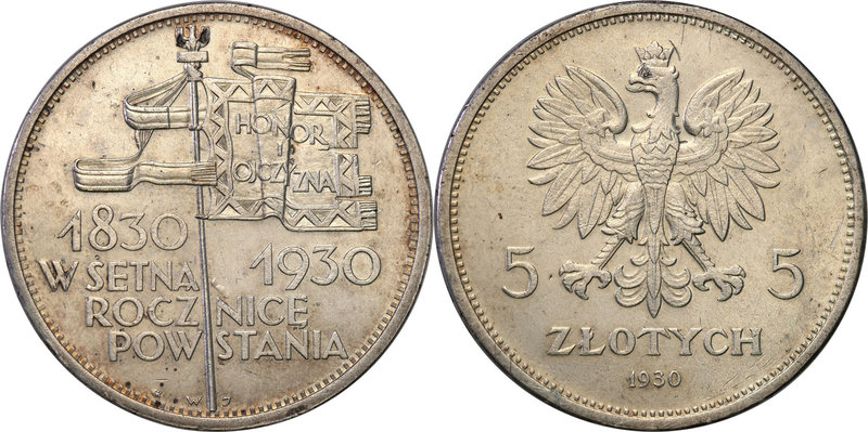 Poland II Republic 
POLSKA / POLAND / POLEN

II RP. 5 zlotych 1930 Sztandar ...