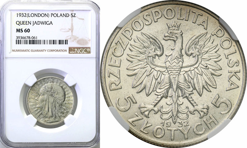 Poland II Republic 
POLSKA / POLAND / POLEN

II RP. 5 zlotych 1932 Women Head...