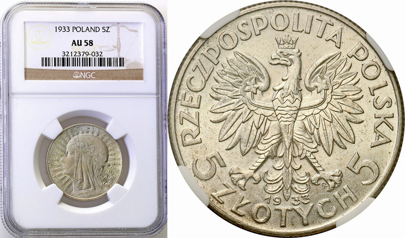 Poland II Republic 
POLSKA / POLAND / POLEN

II RP. 5 zlotych 1933 Women Head...