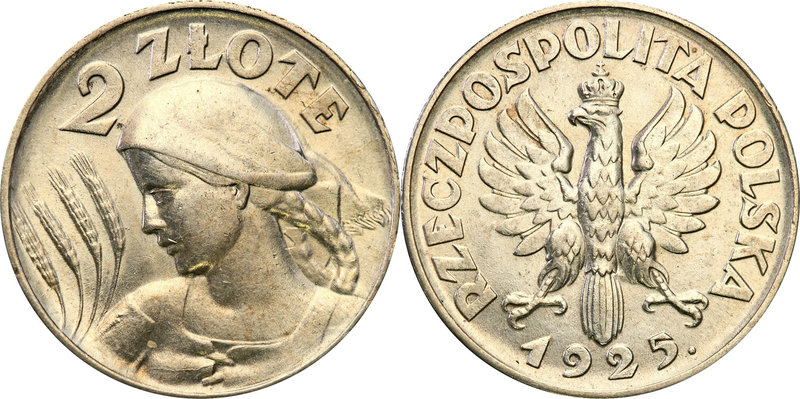Poland II Republic 
POLSKA / POLAND / POLEN

II RP. 2 zlote 1925. kropka po d...