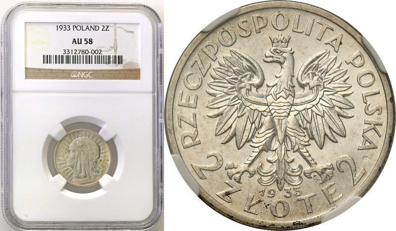 Poland II Republic 
POLSKA / POLAND / POLEN

II RP. 2 zlote 1933 Women Head N...