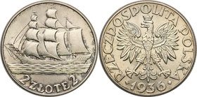 Poland II Republic 
POLSKA / POLAND / POLEN

II RP. 2 zlote 1936 Sailing ship 
Piękny połysk, patyna.Fischer OB 012; Parchimowicz 112
Waga/Weight...
