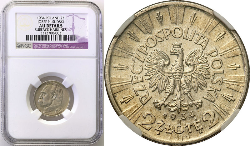 Poland II Republic 
POLSKA / POLAND / POLEN

II RP. 2 zlote 1934 Pilsudski NG...