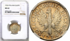 Poland II Republic 
POLSKA / POLAND / POLEN

II RP. 1 zloty 1924 Paryż NGC MS62 
Kolorowa patyna podkreślająca detale. Mocny połysk menniczy. Wspa...
