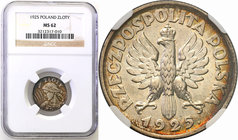 Poland II Republic 
POLSKA / POLAND / POLEN

II RP. 1 zloty 1925, Londyn NGC MS62 
Piękna, szlachetna patyna. Połysk. Moneta o wspaniałej prezencj...