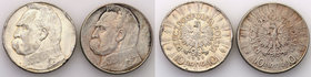 Poland II Republic 
POLSKA / POLAND / POLEN

II RP. 10 zlotych 1938 + 1939 Pilsudski, group 2 coins 
Monety zmęczone obiegiem. Rzadszy rocznik 193...