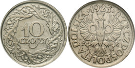 Poland II Republic 
POLSKA / POLAND / POLEN

II RP. 10 groszy 1923 
Moneta w slabie PCG z notą MS69Bardzo ładny stan zachowania. Pojedyncze mikror...