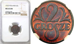 Poland II Republic 
POLSKA / POLAND / POLEN

II RP. 2 grosze 1933 NGC MS65 BN (2 MAX) 
Druga najwyższa nota gradingowa na świecie. Tylko dwa egzem...