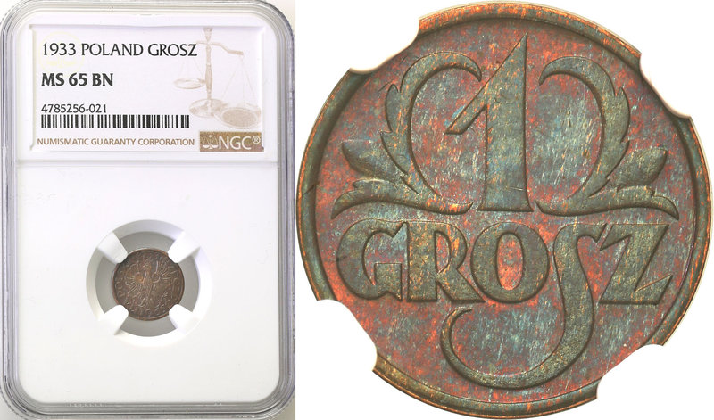 Poland II Republic 
POLSKA / POLAND / POLEN

II RP 1 grosz 1933 NGC MS65 BN ...
