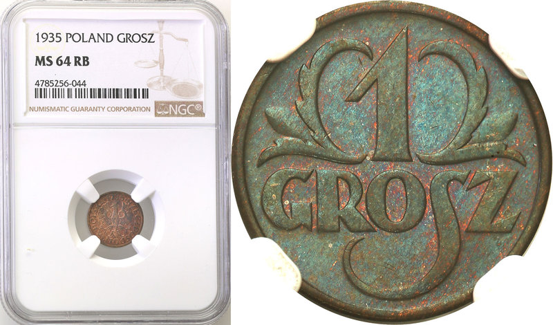 Poland II Republic 
POLSKA / POLAND / POLEN

II RP 1 grosz 1935 NGC MS64 RB ...