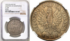 Probe coins of the Second Polish Republic
POLSKA / POLAND / POLENII RP. PROBA / PATTERN

PROBE SILVER 5 zlotych 1925 Konstytucja 81 perełek NGC XF4...