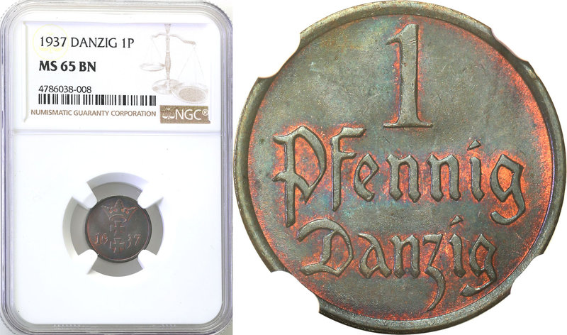 Danzig 
POLSKA / POLAND / POLEN

Wolne Miasto Gdańsk/Danzig. 1 fenig 1937 NGC...