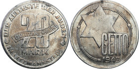 Ghetto Lodz (Litzmannstadt)
POLSKA / POLAND / POLEN

Getto Lodz. 20 marek 1943, aluminum - PIĘKNE 
Najwyższy i najrzadszy nominał monety getta łód...