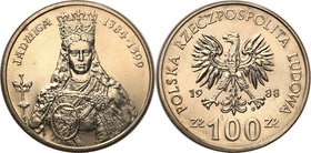 Probe coins Polish People Republic (PRL)
POLSKA / POLAND / POLEN / PATTERN

PRL. PROBE 100 zlotych 1988 Jadwiga - bez monogramu projektanta 
PRÓBA...