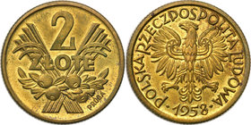 Probe coins Polish People Republic (PRL)
POLSKA / POLAND / POLEN / PATTERN

PRL. PROBE brass 2 zlote 1958 Jagody 
Bardzo rzadka próbna moneta wybi...