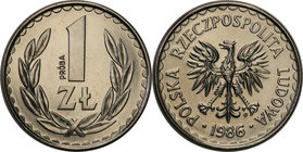 Collection - Nickel Probe Coins
POLSKA / POLAND / POLEN / PATTERN

PRL. PROBE Nickel 1 zloty 1986 
Piękny, menniczy egzemplarz. &nbsp; Fischer P 0...