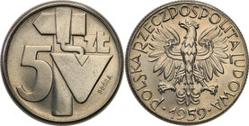 Collection - Nickel Probe Coins
POLSKA / POLAND / POLEN / PATTERN

PRL. PROBE Nickel 5 zlotych 1959 Młot i Kielnia 
Piękny egzemplarz, połysk menn...