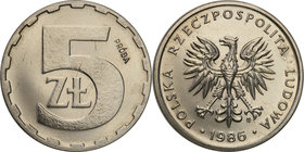 Collection - Nickel Probe Coins
POLSKA / POLAND / POLEN / PATTERN

PRL. PROBE Nickel 5 zlotych 1986 
Piękny, menniczy egzemplarz.Fischer P 082
Wa...