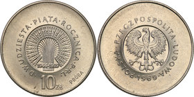 Collection - Nickel Probe Coins
POLSKA / POLAND / POLEN / PATTERN

PRL. PROBE Nickel 10 zlotych 1968 25 lat PRL 
Piękny egzemplarz.Fischer P 110 ...