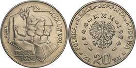 Collection - Nickel Probe Coins
POLSKA / POLAND / POLEN / PATTERN

PRL. PROBE Nickel 20 zlotych 1974 XXX lat PRL 
Piękny egzemplarz.Fischer P 138...