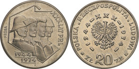 Collection - Nickel Probe Coins
POLSKA / POLAND / POLEN / PATTERN

PRL. PROBE Nickel 20 zlotych 1974 XXX lat PRL 
Piękny egzemplarz.Fischer P 139...